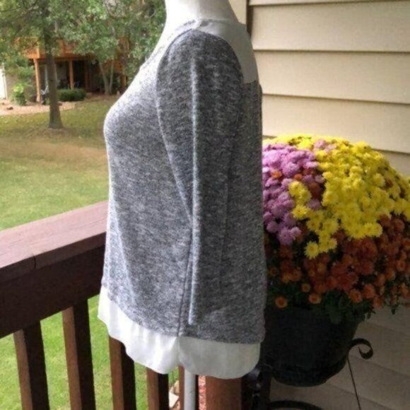 The Limited Mixed Media Sweater, Gray Ivory Scoop Neck Women's Size XS - Picture 5 of 8